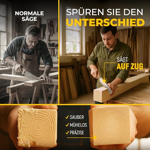 SCHMITZ.Tools Japansäge Handsäge Holz - Japanische Zugsäge - Extrem scharf, Doppelseitig 11/17 TPI - Japan Säge - Glatte & kontrollierte Schnitte - Japanese Saw – Japansäge Klein - Heller Griff