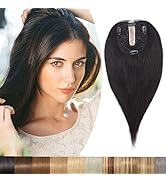 Silk-co 18inch Hair Topper for Thinning Hair Women Clip in Real Remy Human Hair Extensions Top Pi...