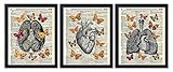 Anatomy With Butterflies 3 Piece Set, Brain, Heart and Lungs with Butterflies Art Prints, Bedroom Decor on Vintage Dictionary Book Pages, Contemporary Modern Farmhouse Boho, 8x10 inches each, Unframed