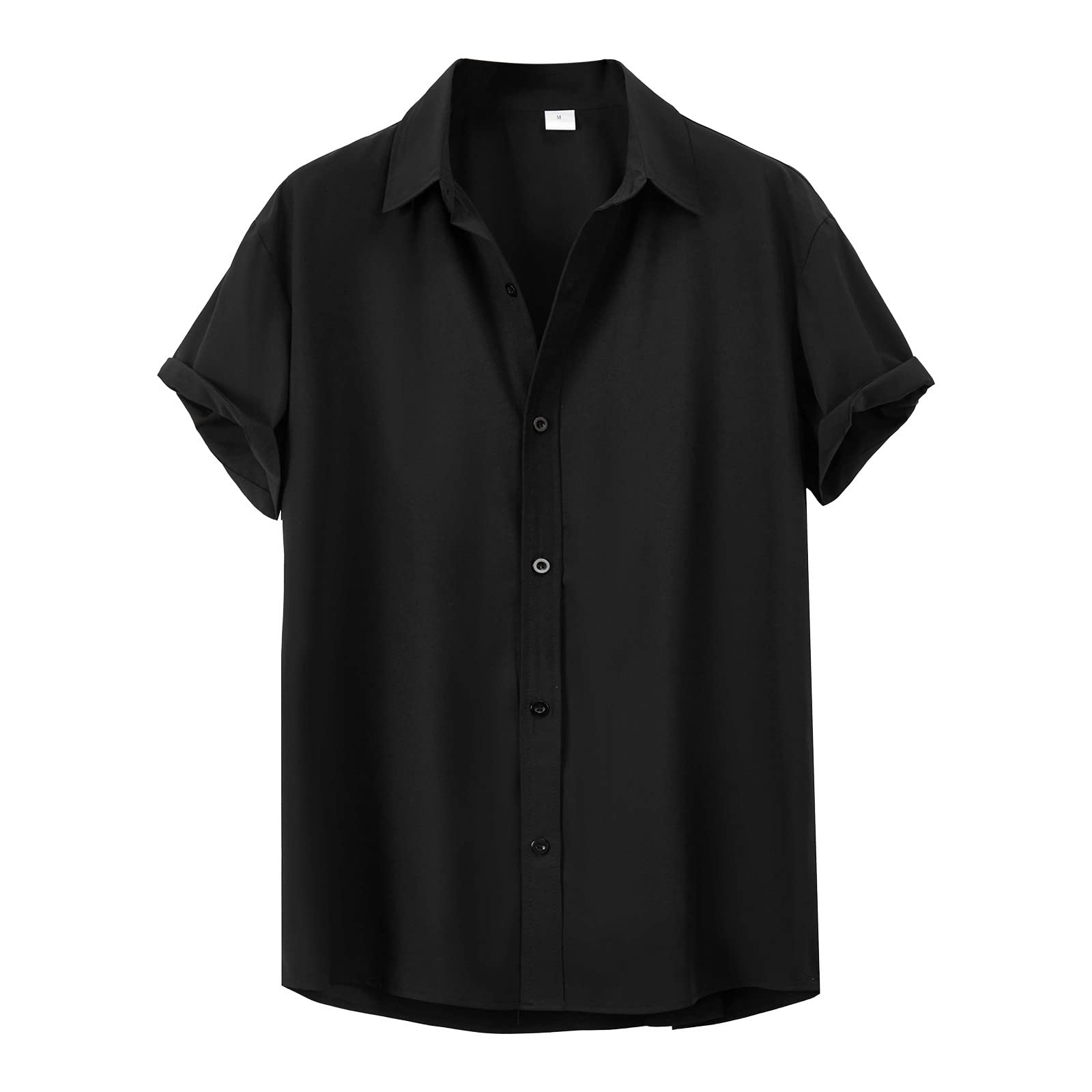 HUTcPNy Camisa Hawaiana Hombre Camisa de Manga Corta Informal con Cuello Vuelto de Color Liso para Primavera y Verano para Hombre Camisa Manga Corta Funky Hawaiana Botones Hombres