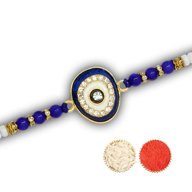 Image of Canton Rakhii Gift for Brother with Chocolate - Designer Rakhi for Brother with Cadbury Gift Hamper Pack, Roli Kumkum & Greeting Card (Design-17, 1 Rakhi + Cadbury)