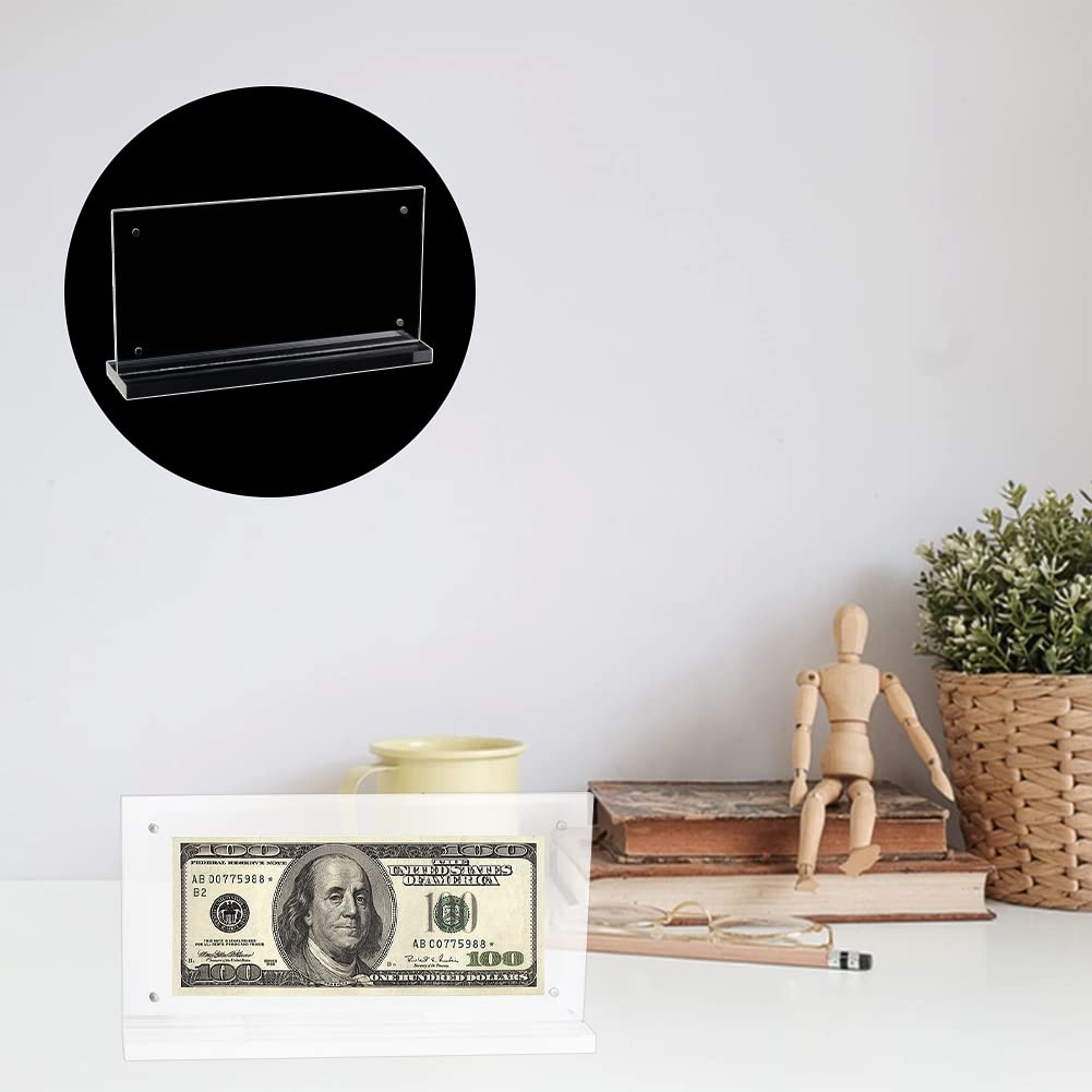 WEBEEDY 4 Pz Acrilico Dollar Bill Holder Manicotto d'argento per Fatture Carta Moneta Titolare per Collezionisti Carta Espositore