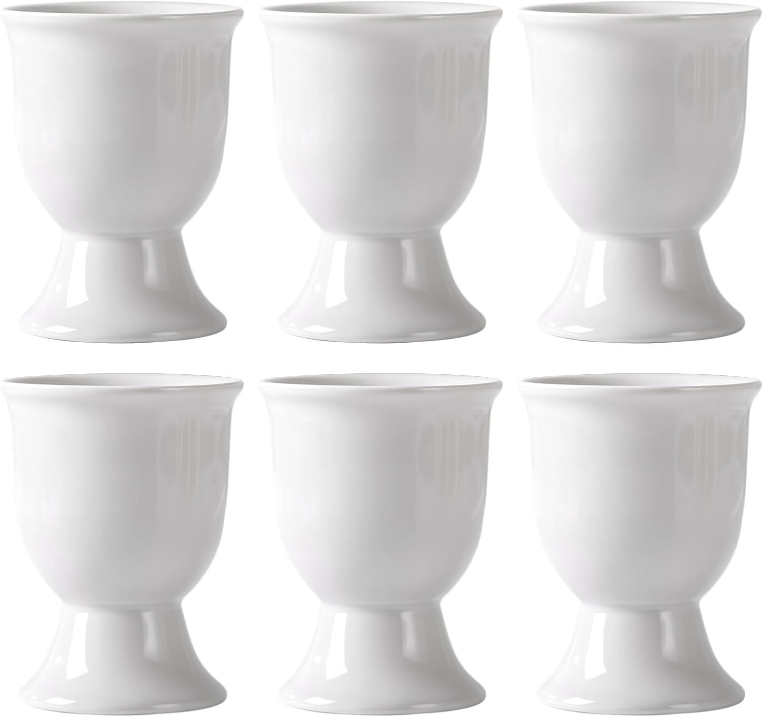 Set Of 6 Ceramic Egg Holders, Decorative White Egg Cups, Functional For Easter, Also Ideal For Small Beverages