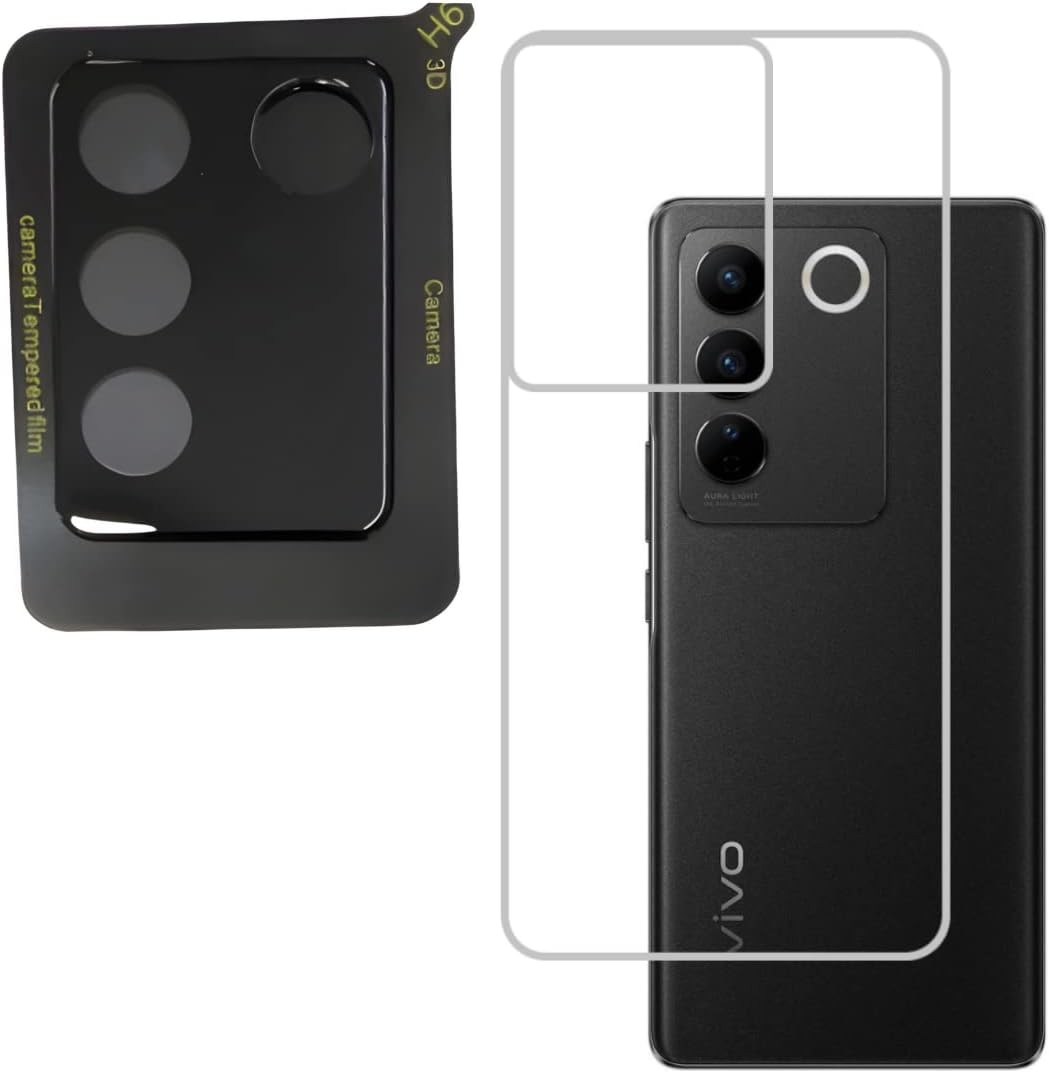 TECH KONNECT Vivo V27 Pro Back Guard with Camera Lens Protector, Anti Scratch Back Tempered Glass for Vivo V27 Pro Camera Glass Protector, Vivo Back Protector With Camera Protector, Pack of 2
