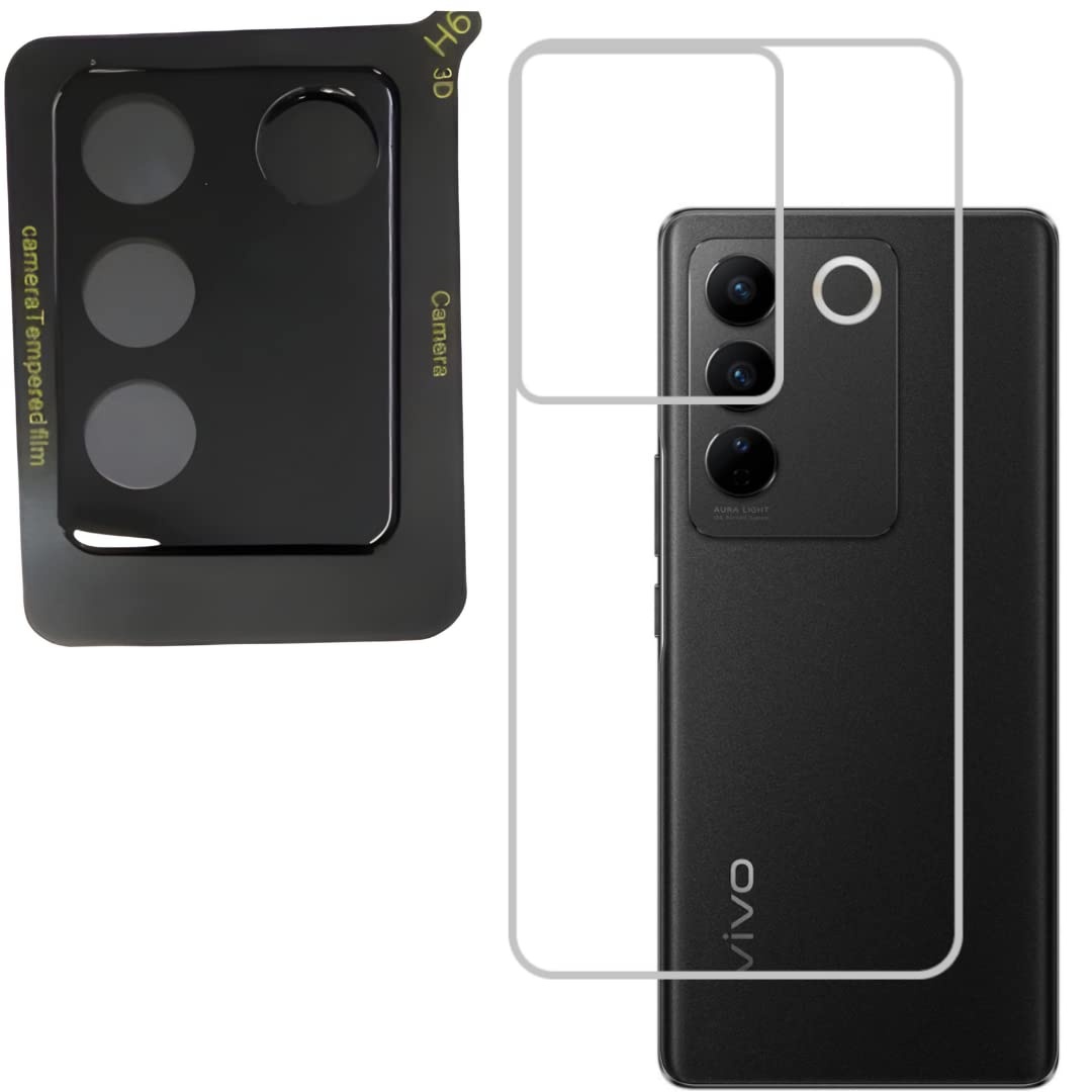 TECH KONNECT Vivo V27 Pro Back Guard with Camera Lens Protector, Anti Scratch Back Tempered Glass for Vivo V27 Pro Camera Glass Protector, Vivo Back Protector With Camera Protector, Pack of 2