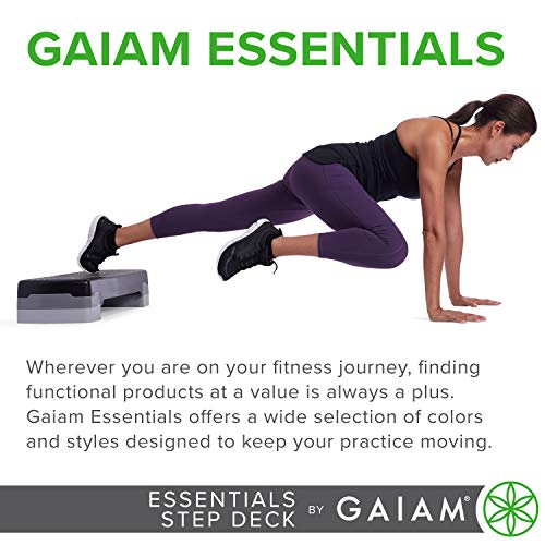 Image of Gaiam Essentials Exercise Step Platform Aerobic Stepper Bench, Fitness Equipment Workout Deck with Adjustable Riser Height & Non Slip Textured Surface, Black