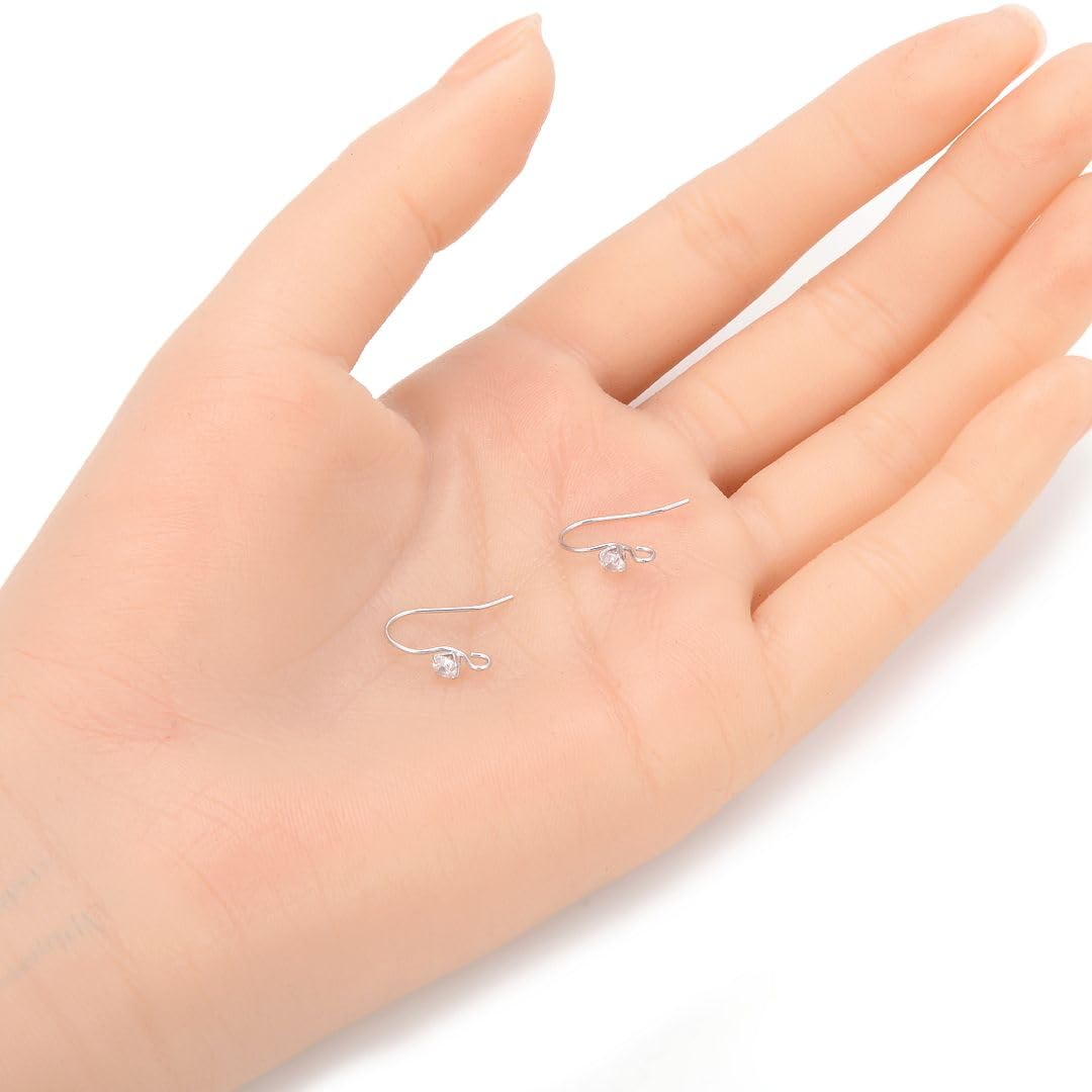 Adabele autentyczne srebro wysokiej próby 925 fantazyjne kolczyki haczyk wiszący 3 mm cyrkonia CZ diamentowy drut do uszu odporny na matowienie do samodzielnego wykonania kolczyków biżuterii SS470