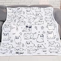 AOLLEE Cute Cat Blanket, Soft Kids Throw Blanket Blanket for Cat Lovers Gifts for Girls Women Cats Throw Blanket Flannel Fleece Blankets for Couch Bed Sofa (cat 2, 48\" X 60\")