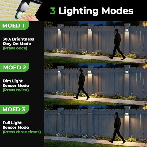 nipify Solar Security Lights Outdoor Motion Sensor,Upgraded 5000K Neutral Solar Wall Lights Outdoor, 3 Modes IP65 Waterproof Solar Light Outdoor Garden for Garage Outside Fence Yard (4 Pack) - Image 6