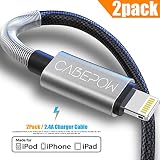 [ Apple MFi Certified ] 2Pack 2M iPhone Charger Cable, CABEPOW Long Lightning Ca...