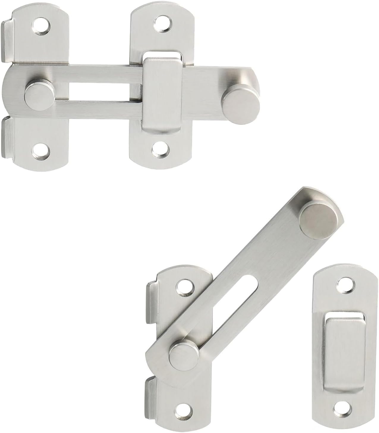 Eyesoul 2 Pack 4-inch Gate Latch, Heavy Duty Stainless Steel Barn Door Lock, Anti-Theft Flip Latch for Wood Fence, Sliding Door, Garden, Bathroom, Silver Brushed Nickel Finish