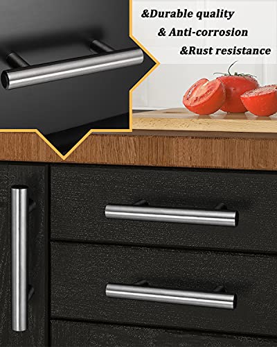 Gobrico 10 Pack Satin Nickel Cabinet Hardware Euro Style Bar Solid Handles Pulls -64Mm/2.5" Hole Centers, 100Mm/4 Overall Length #TOP2