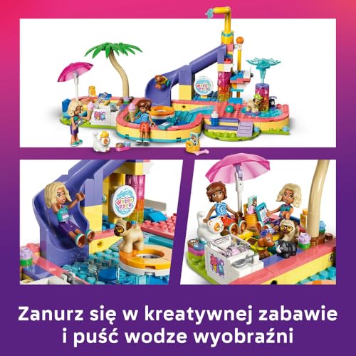 LEGO Friends Frajda w parku wodnym, zabawka konstrukcyjna dla dzieci, 4 zabawkowe zwierzaki i 2 minilaleczki, pomysł na prezent dla dziewczynki lub chłopca od 6 lat 42676