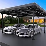 Luxus Solarcarport für 2 Autos aus Aluminium – 6,45 kWp Photovoltaik mit 15x 430W AESOLAR Solarmodulen – Inkl. Dachverkleidung, Regenrinne & Ablauf