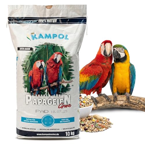 ARPON Papageienfutter | Mischung für Großpapageien | Saatenmischung für Papageien | Vogelfutter für Großsittichen | Körnermischung 10kg | Reich Vitaminquelle