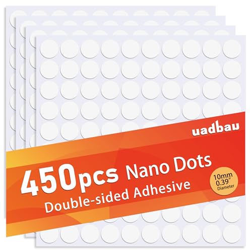 uadbau 450 Pcs Museum Putty Sticky Tack Double-Sided Tape Sticky Dots, 10mm/0.39&rdquo; Removable Clear...