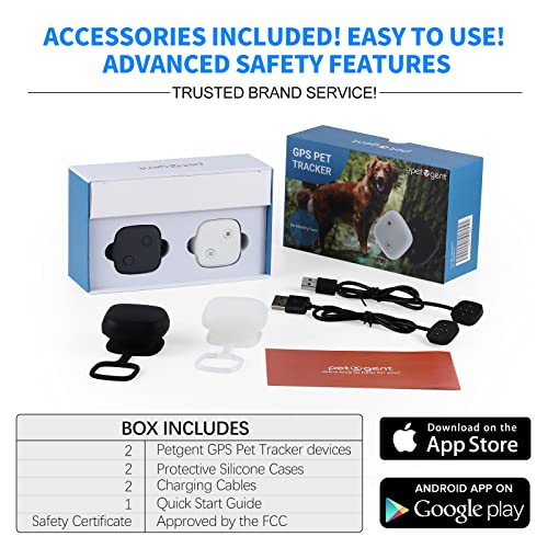 Petgent Upgraded 2Pcs Dog Gps Tracker For Pet Collar - Real Time Location & Activity Monitor - Longest Tracking Device - No Monthly Fee, App Control, Radio Signal For Suburban Camping Rural Hiking #TOP5