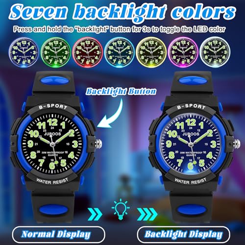 Image of Juboos Kids Watch Analog for Boys Girls, Childrens Waterproof Soft Strap Kids Time Teaching Quartz Wristwatch for Ages 5-15