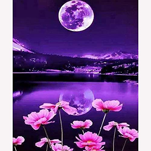 Broderie diamant lune kit complet à offrir en cadeau d'artisanat 40x80cm