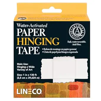 Lineco Archival Water Activated Paper Hinging Tape, Acid-Free, Neutral pH, 1 Inch x 130 Feet