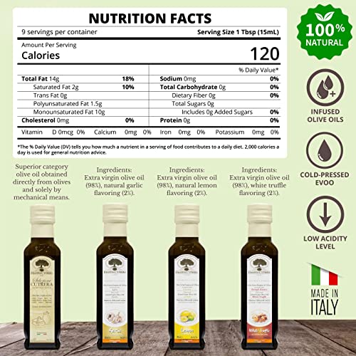 Bellina Infused Olive Oil Tasting Set - Olive Oil, Truffle, Garlic, And Lemon Flavored Olive Oil Gift Set For Cooking And Dipping Bread - Made With Italian Olive Oil From Italy #TOP5