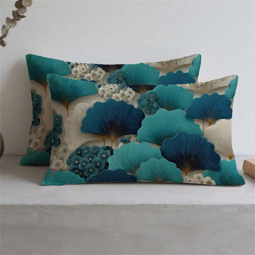 Housse de coussin vert 80x100 cm imperméable pour jardin et salon
