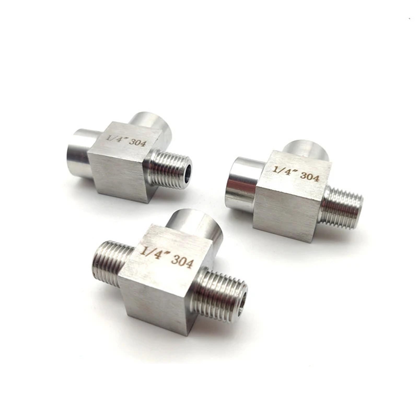 3-drożne męskie złącze gwintowane ze stali nierdzewnej, 1/8 "1/4" 3/8 "1/2", adapter wysokociśnieniowy (45359, żeński-męski-żeński)