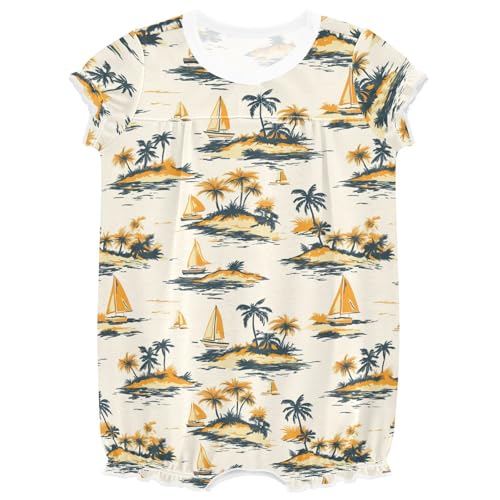 Barboteuse bateau aquarelle en coton pour look d'été bébé fille