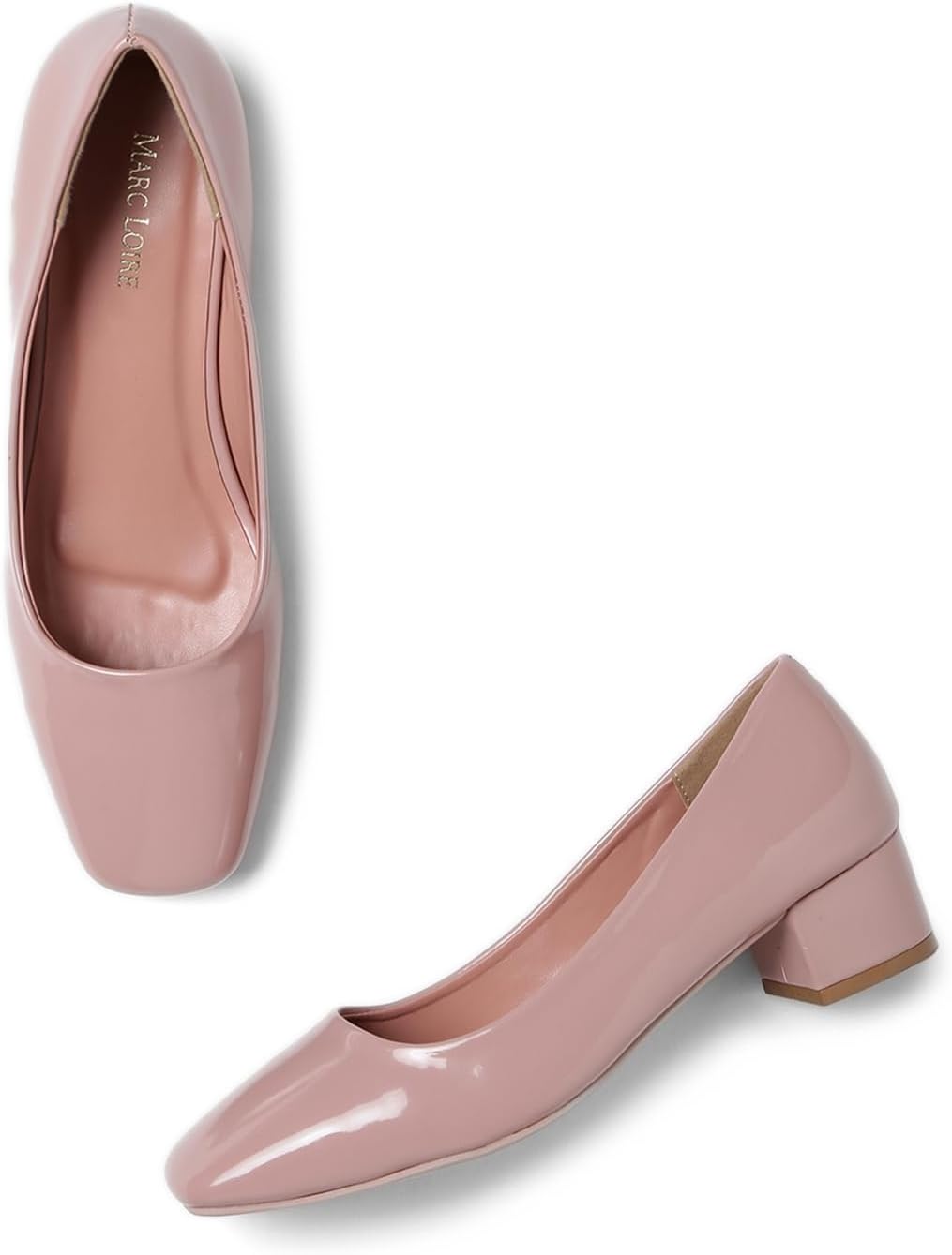 Women Square Toe Solid Block Heel Pumps for Office, Party and Formal Wear