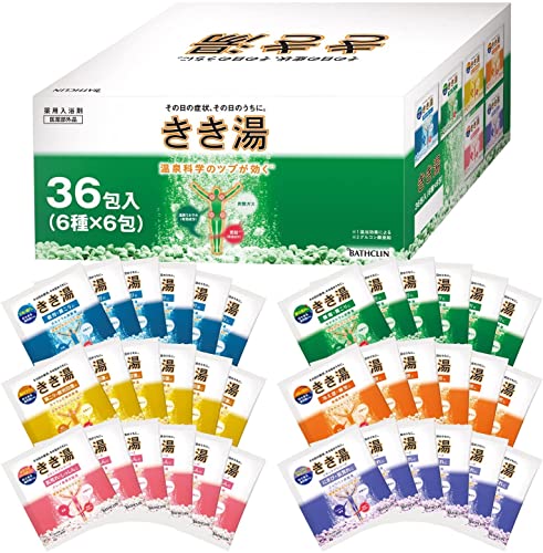 【Amazon.co.jp限定】【医薬部外品】きき湯 炭酸入浴剤 分包 6種 36包入り 大容量 アソートセット 30g×36包 バスクリン
