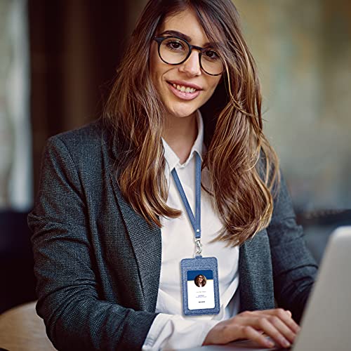 Pu Leather Id Badge Holder, Life-Mate Id Badge Holder With 1 Clear Id Window 1 Credit Card Slot And Pu Leather Lanyard For Badge Credit Cards College Id Cards In Glitter Blue #TOP6