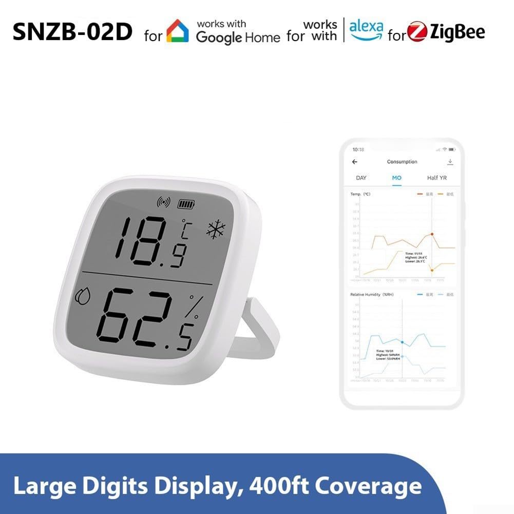 Moniteur de température et d'humidité pour Sonoff SNZB-02D, écran LCD sans fil, capteur d'humidité intelligent, pour la maison, les animaux domestiques, le garage, Hygromètre Intérieur Digital