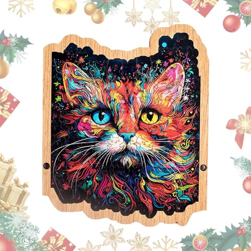 Rompecabezas de madera de 200 piezas para adultos – 11,8 x 11 pulgadas – Puzzle de madera Craft Hub, animal de única, regalo de cumpleaños para amantes de los gatos, juego