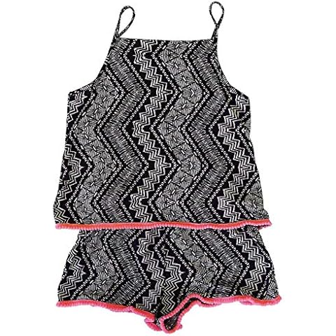 Ex High Street Aztec Print Playsuit Pom Pom Trim Summer Shorts, Strap Romper for Girls, Kids (11-12 Years) Cover