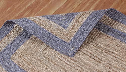 Tapis géométrique fait à la main naturel en fibre de jute tressée 120 x 180 style extérieur - 8