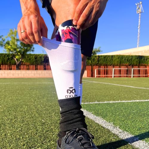 OXUM - Sujetaespinilleras - Soporte Antideslizante para Espinilleras para niños y Adultos - Calcetín Cubre espinilleras - Blanco Talla S - imagen 6