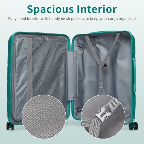 Kono Reiskoffer 65cm Lichte Polypropyleen Koffers met Harde Schaal en TSA- slot en Zwenkwielen,Crème wit