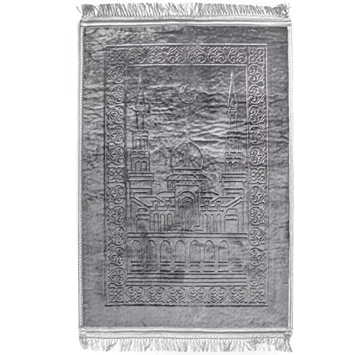 HOMELUX Gebetsteppich Islam Teppiche 80x120cm Prayer Mat Weich Gebetsteppich für Muslime Grau...