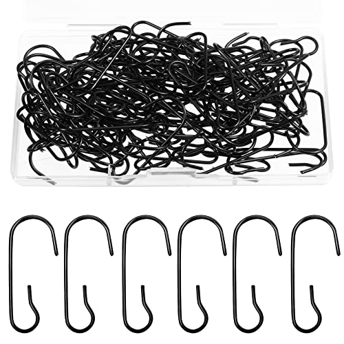 Hotop Christmas Ornament Hooks Halloween Ornament Hangers Bendable Metal Wire Hanging Hook with Storage Box for Christmas Tree Halloween Party Decor(Black,120 Pieces)