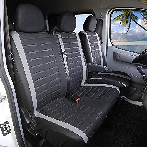 TOYOUN Van-Sitzbezüge, 3D-Streifen-Druck, universelle Passform für die meisten Lieferwagen, LKWs, Vordersitzbezüge, Einzel- und Doppelsitzbezüge, für Einzelfahrer und Doppel-Beifahrersitz