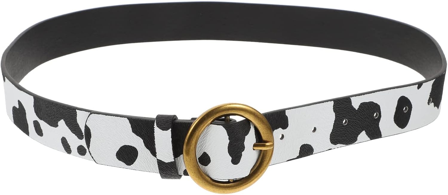 VALICLUD Women Cow Print Belt with Gold Buckle Ethnic Style Waist Strap for Jeans and Dresses Casual Western Waistband Accessory 39.37X1.18 Inch - Image 8