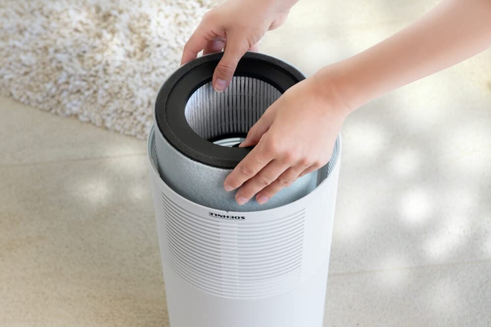 Soehnle Oczyszczacz powietrza AirFresh Clean 400 z 4-stopniowym systemem czyszczenia, oczyszczacz powietrza z filtrem Hepa i z węglem aktywnym, ze światłem UV-C, odpowiedni dla alergików