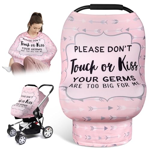 Image of Metplus No Touch Sign Car Seat Cover for Babies, Mom Nursing Covers Breastfeeding Scarf, Multi Use Infant Carseat Canopy for Newborn Carrier/Stroller/Shopping Cart, Baby Shower Gifts for Boy Girl