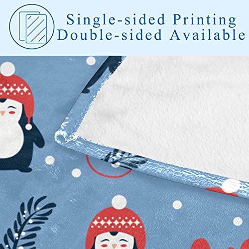Couverture pingouin de Noël plaid doux chaud haute densité 150x100cm - 5