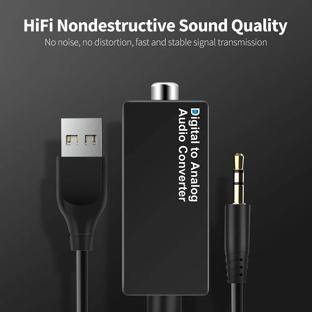 Convertidor de Audio Convertidor de Audio Digital a analógico HiFi Calidad de Sonido no destructiva Señal Estable Coaxial + Puertos de Audio de 3,5 mm