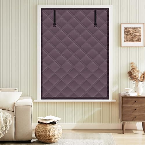 Skloopearg Winter Insulated Window Curtain 39x63 Oxford Cloth Thermal Insulated Window Cover with Buckles Heavy Duty Window Insulation Kit Fits Windows up to 38x62 Brown Red