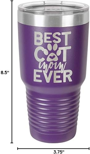 Miniatura 9 de BEST CAT MOM EVER PURPLE Vaso de bebida de 30 oz con pajita Taza de viaje grabada con láser con citas divertidas Comparar con Yeti Rambler Idea
