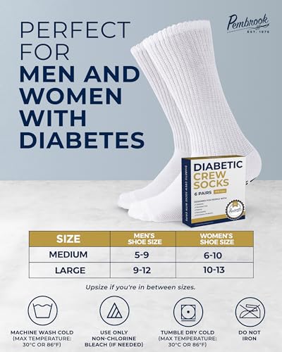 Image of Penbrook Frill Knit Bamboo Viscose Diabetic Socks for Women & Men 6 Pairs