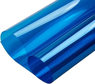 HOHOFILM Blue Colored Window Film Clear Decorative Glass Tint Sun Blocking Heat Control Self Adhesive Window Tint for Building Residential,35.4" x16ft