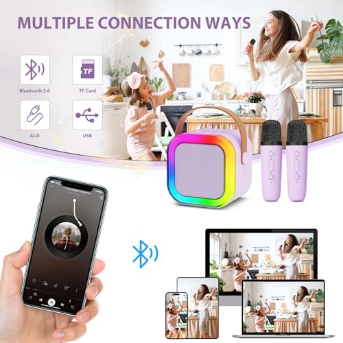 Fede Karaoke Machine for Kids Adults Mini Karaoke Machine with 2 Wireless Microphones - Image 3